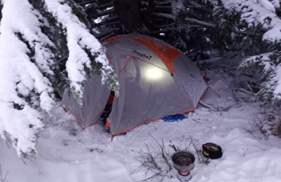 winter camping Tin Hat Mountain